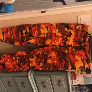 womens paratroopers with orange camo print